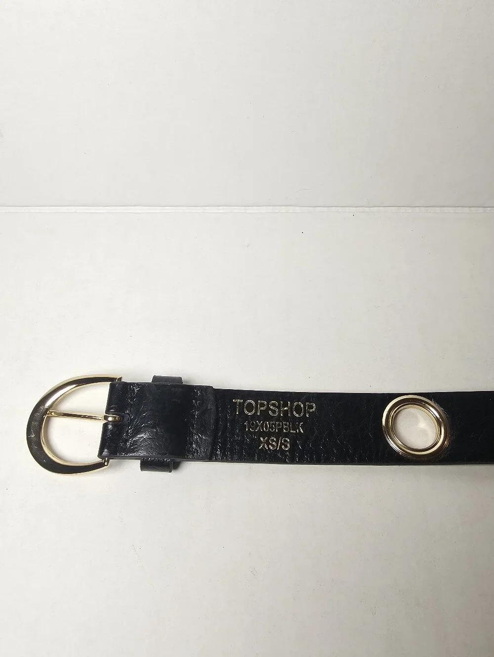 Topshop Black Leather Grommet Belt with Gold Buckle Size XS/S Womens